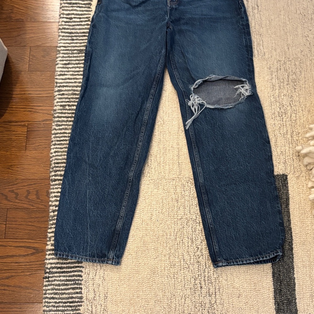 Etica Dark Blue Straight Leg Jeans Distressed Detail - Picture 4 of 8